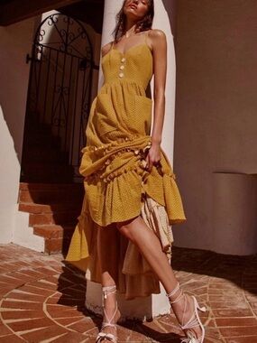 La Maison Talulah Desert Oasis Ruffled Midi Dress - Women's Summer Sundress